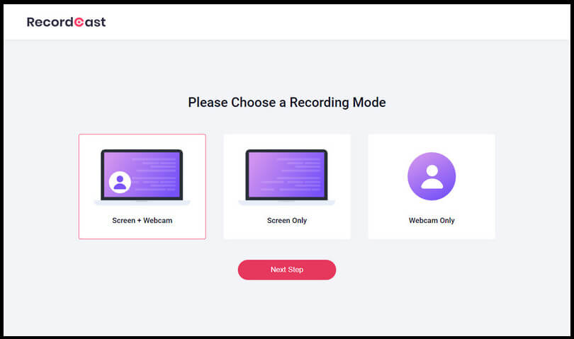 Choose a recording mode to capture your instructional video.
