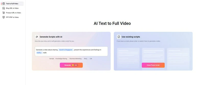 Visit FlexClip and Enter Text Prompt