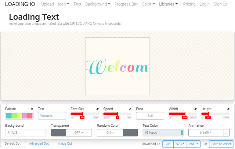 在线文本GIF制作-Loading.io