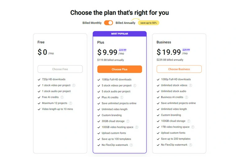 FlexClip Pricing