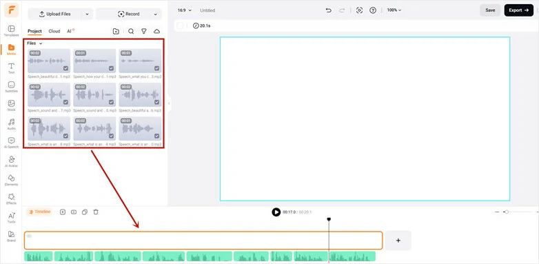 Add all AI voices to the audio tracks for edits.