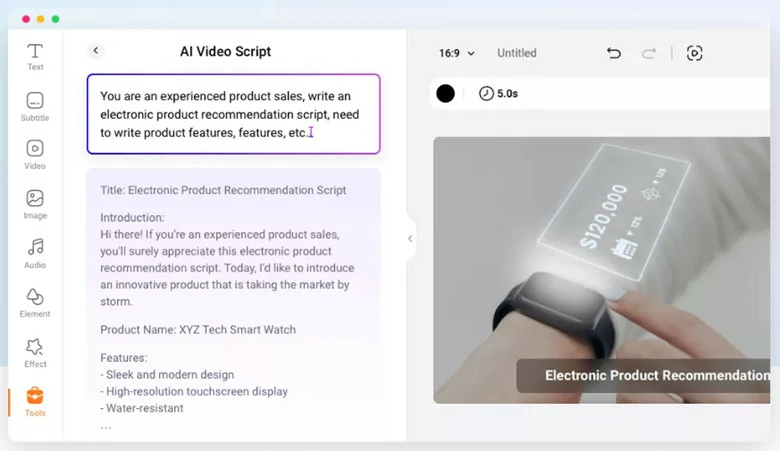 Use free AI video scripts generator to write scripts for your videos