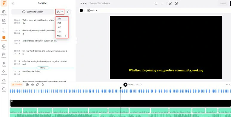 Download the podcast transcript in SRT, TXT, and other subtitle formats for other repurposings