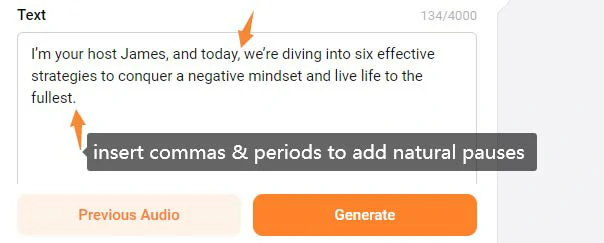 Insert commas and periods to make AI podcast voices hyper-realistic