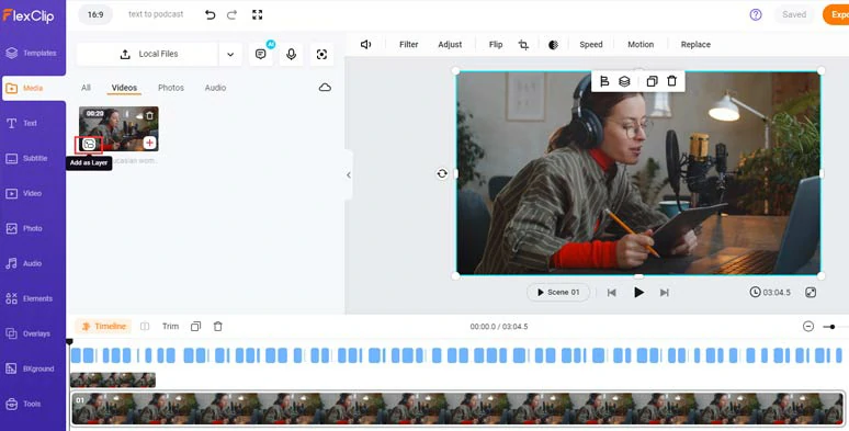 Layer your podcast video or image over the screen