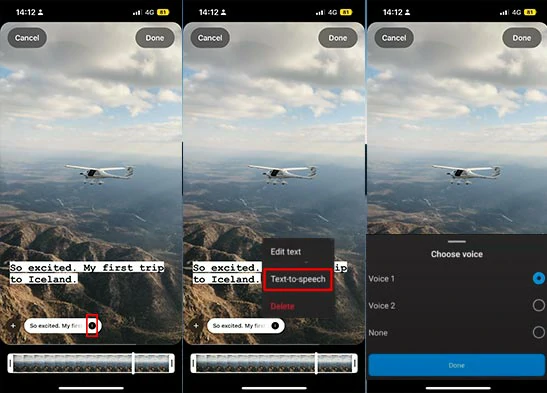 Use the text to speech feature on Instagram Reels and choose AI voice