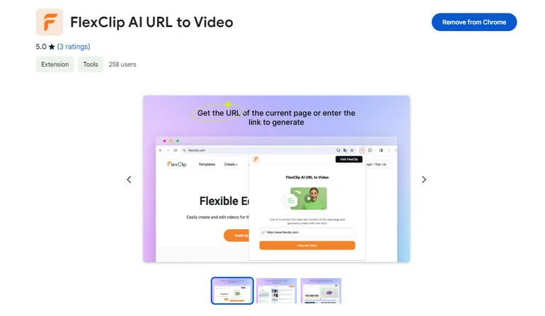 FlexClip Text to Video Chrome Extension