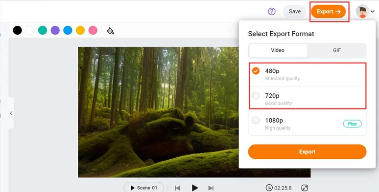 Export the video for free