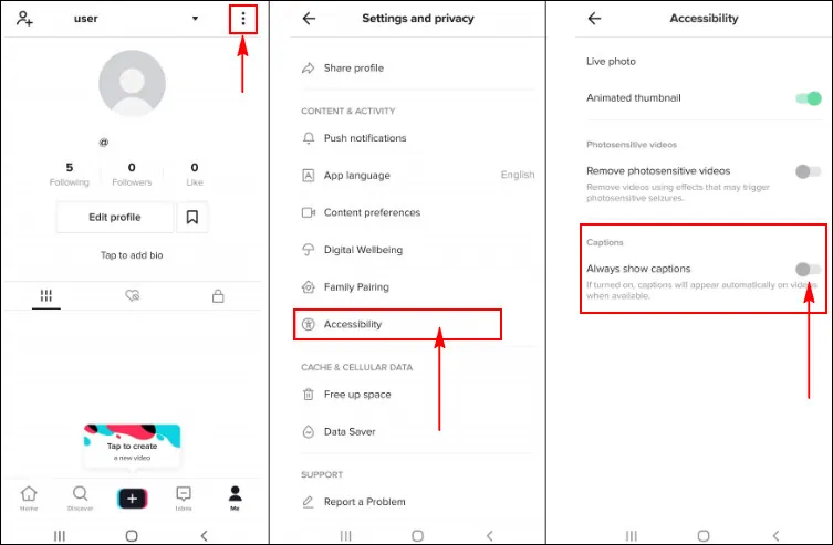 How to Turn off Captions Setting on TikTok