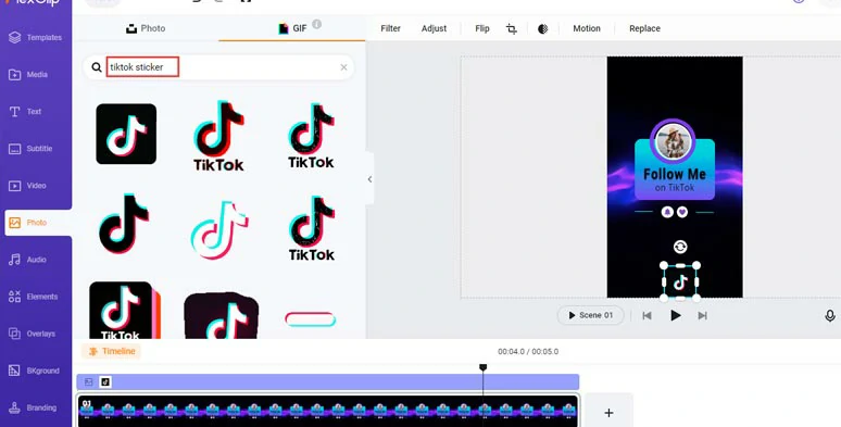 Add an animated TikTok logo sticker to create the vibe