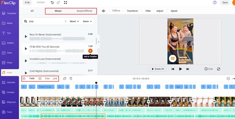 Add royalty-free music and sound effects to create vibes and emotions in your TikTok videos