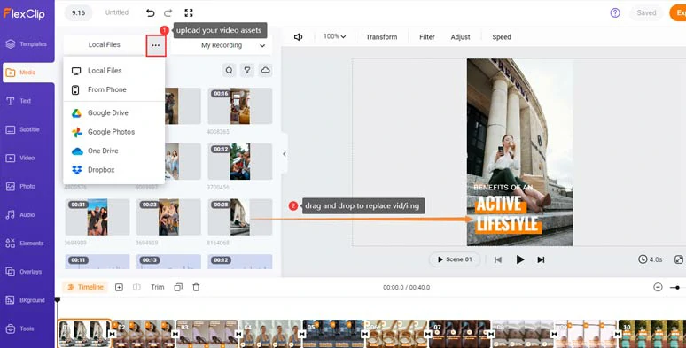 Upload your TikTok video assets and replace premade videos and images with yours