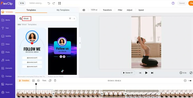Search for free and editable TikTok video templates for customization