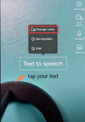 Tap your text and change the text to speech voice on TikTok