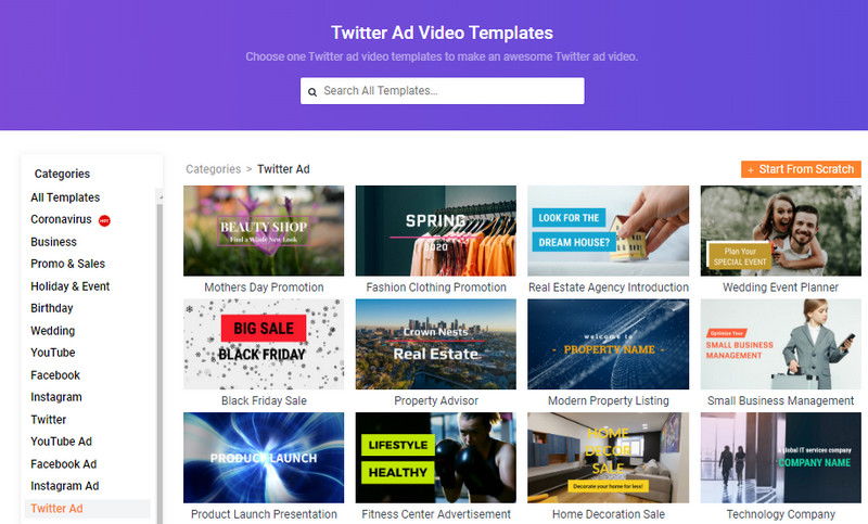 How to Make a Twitter Ad Video with FlexClip - Step 1