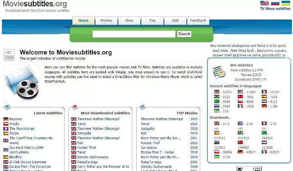 Download and share subtitles on Movie Subtitles