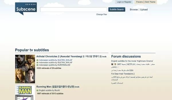 Popular subtitle website: Subscene