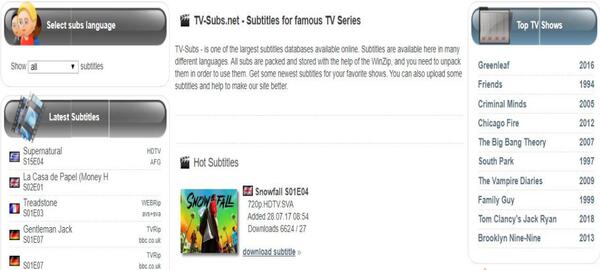 Search for the latest Tv series’ subtitles in TV Subs