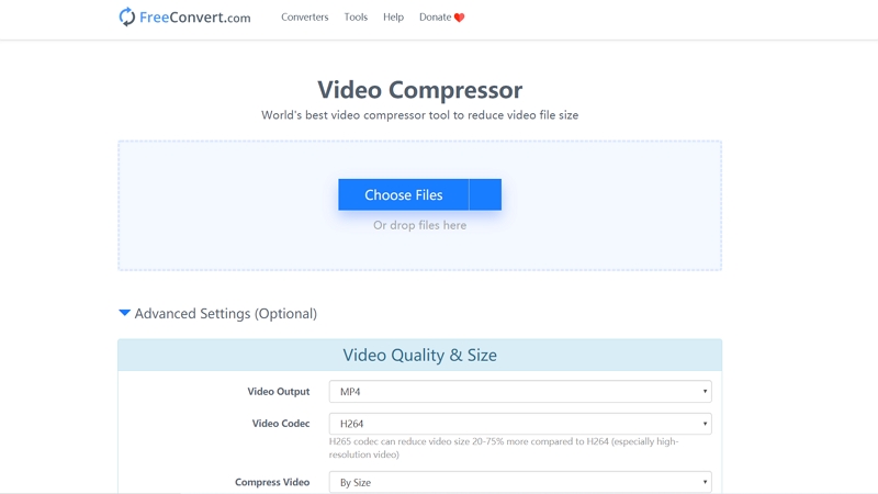 Online video deals size compressor