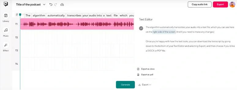 Proofread the Podcast transcript and download it to Doc file