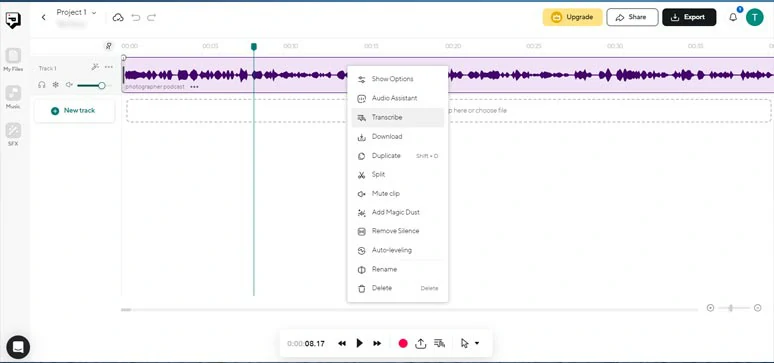 Transcribe Podcast to text by Podcastle