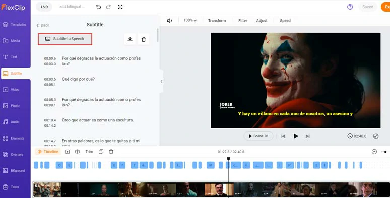 Seamlessly convert subtitles to realistic AI voices