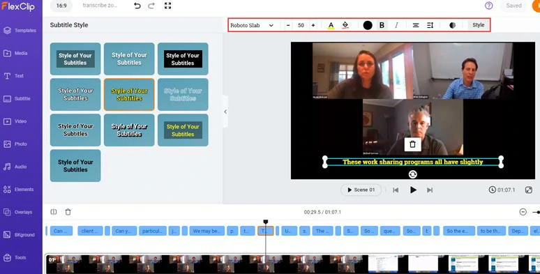 Customize the style of Zoom recording transcript for burned-in subtitles in the video