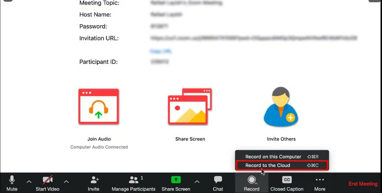 Host a Zoom meeting and select Record to the Cloud