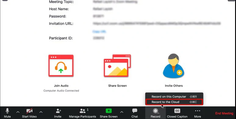 主持Zoom会议，选择“录制到云端”
