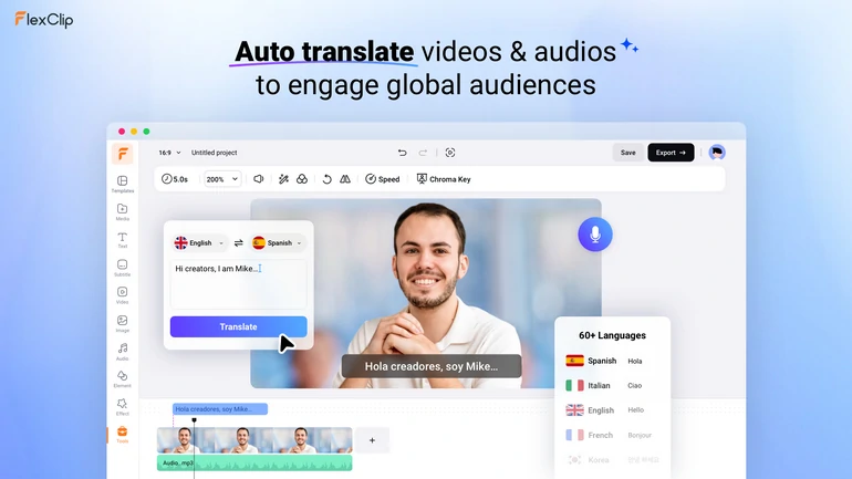 FlexClip Video Translation Tool Overview