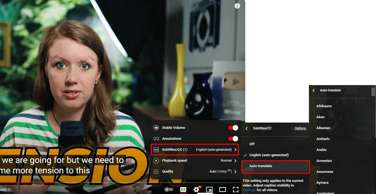 Use Auto Translation Tool on YouTube
