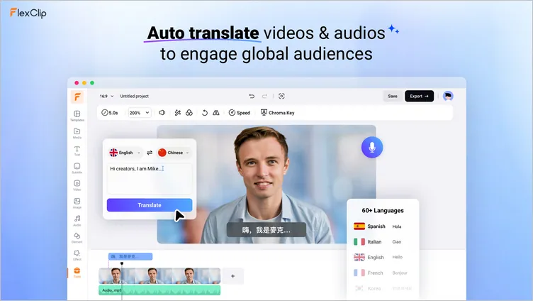 Online AI Chinese Video to English Translator - FlexClip
