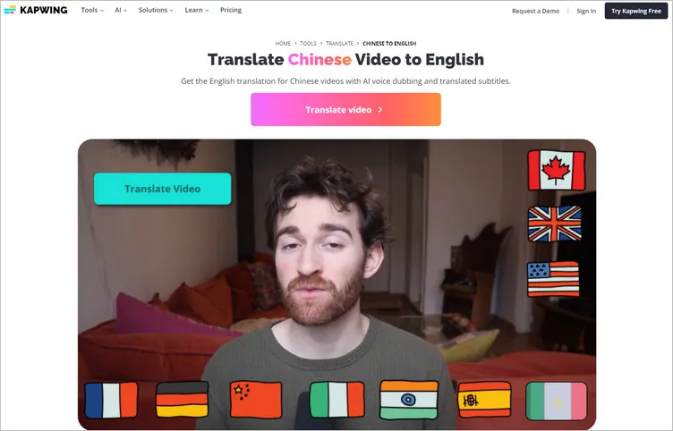 AI Chinese Video to English Translator - Kapwing