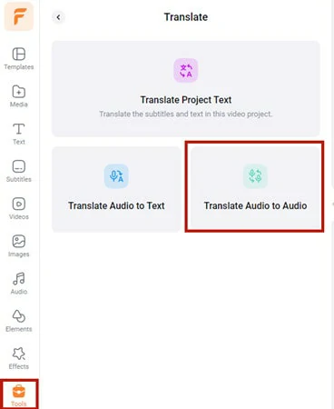 Enable Translate Audio to Audio Feature in FlexClip