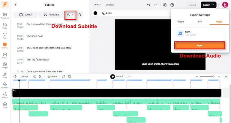 Download Translated Audio/Text