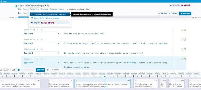 Translate videos or audio to another language and save it to an SRT file by Sonix