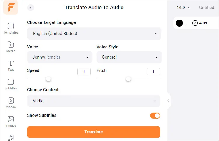 Spanish Video Translation Settings