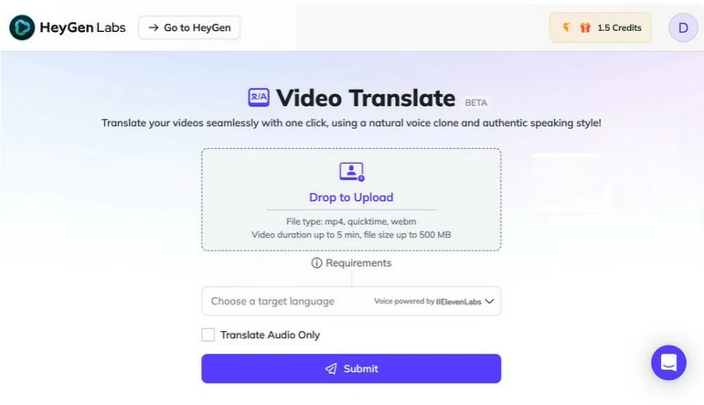 FlexClip's AI Translate Audio to Audio