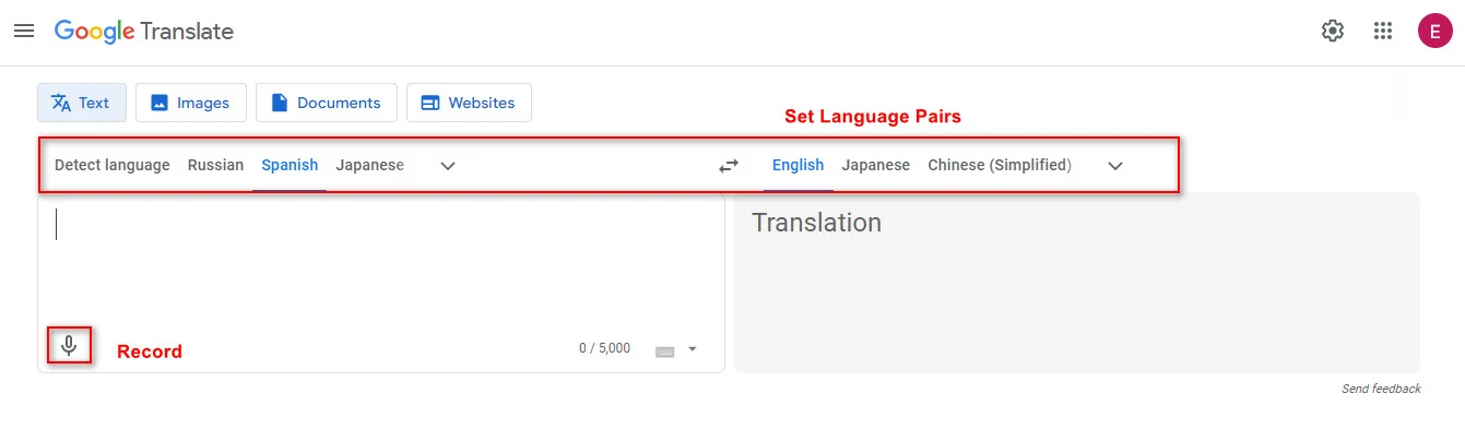 Translate Recorded Audio with Google Translate