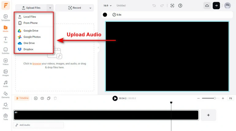 Upload Audio to FlexClip