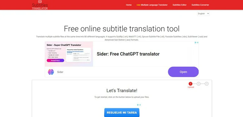 Translate VTT File with Subtitle Editor