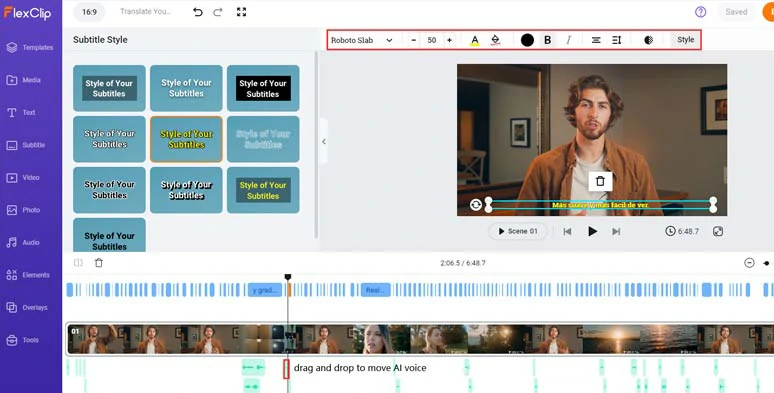 Customize the style of translated YouTube subtitles or reposition AI voices