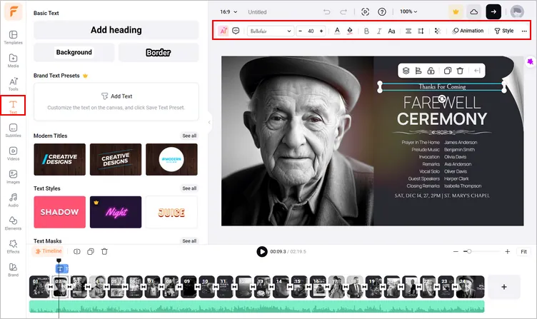 Make a Tribute Video with Photos & Music Online - Add Text