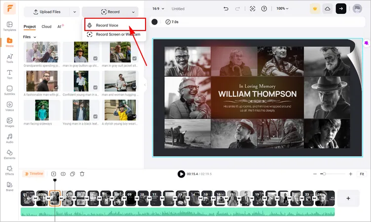 Make a Tribute Video with Photos & Music Online - Voiceover