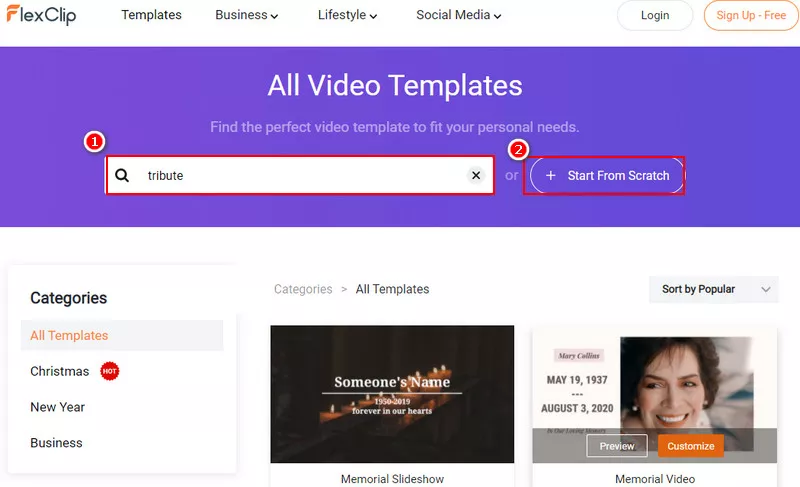 FlexClip Template Page