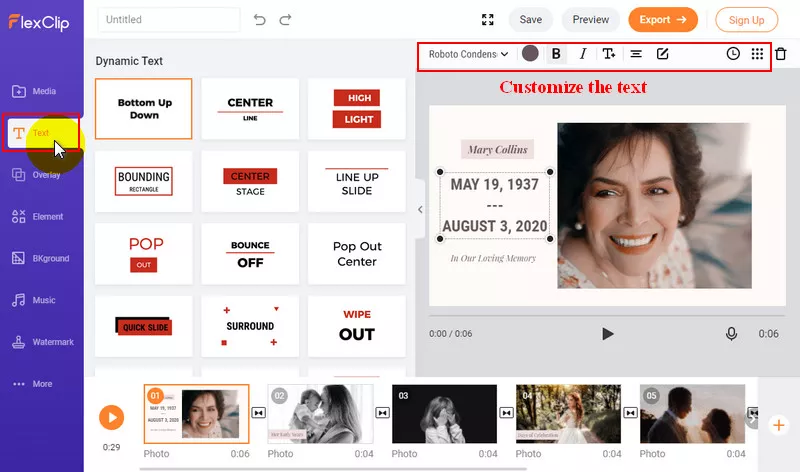Add Text to Your Tribute Video