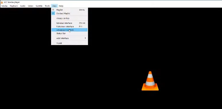Enable the recording feature in VLC by clicking Advanced Controls