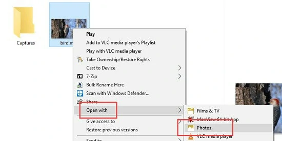 Open the File with Photos