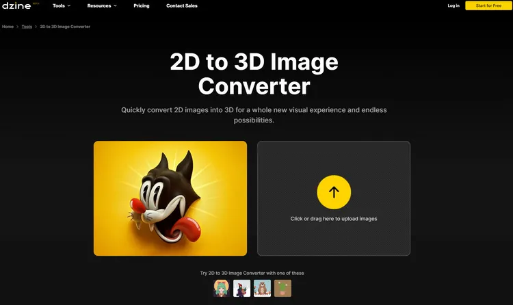 2D to 3D Image Converter: Dzine