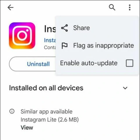 Disable Instagram Auto-Update